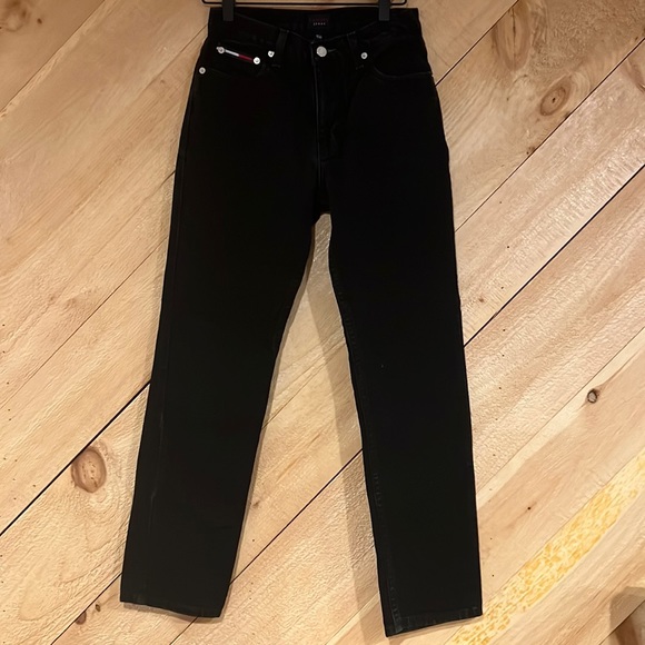 VINTAGE Tommy Jeans Black 100% cotton jeans Size3/30 - Picture 2 of 7